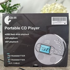 Portable CD Player Bluetooth, Rechargeable 2000Mah, Anti-Skip, FM Radio, USB/C