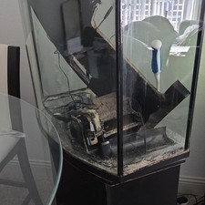 Glass Aquarium Tank Rectangle with Wood Stand for All Water Types
