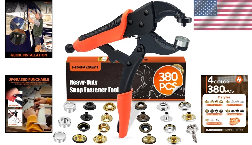 Adjustable Snap Installation Tool with 100 Snaps - Ultimate Fabric Repair Kit - Image 2 of 4