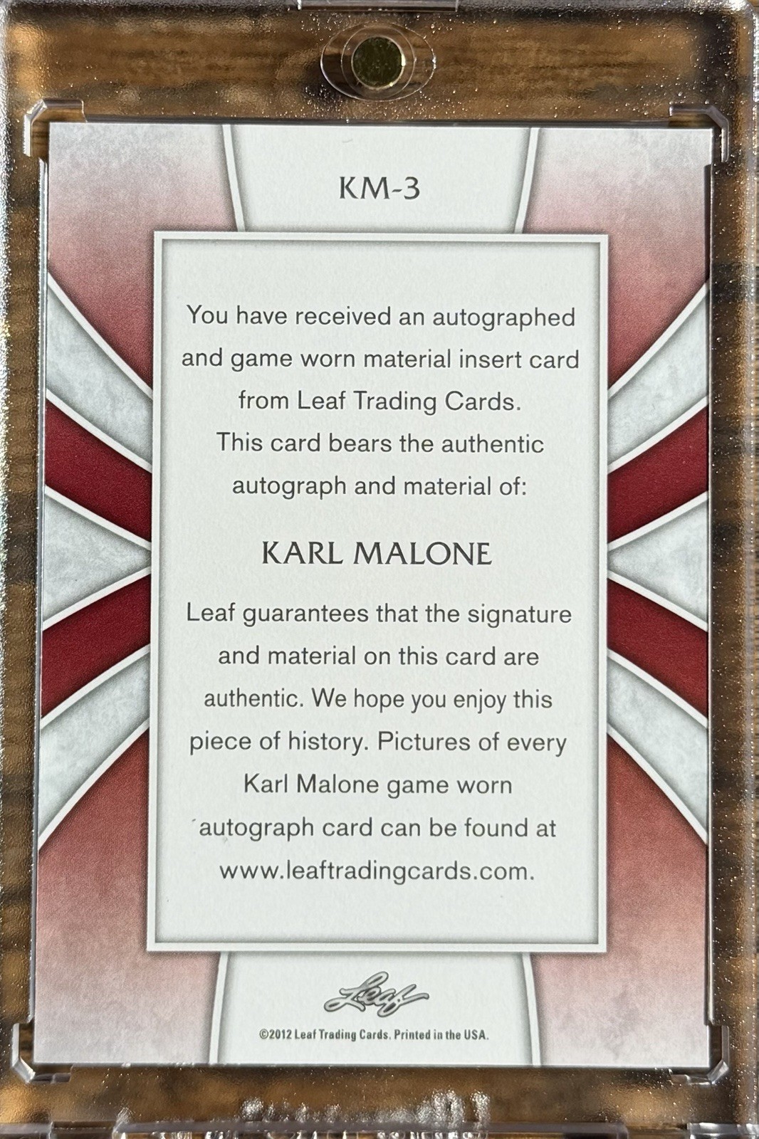 KARL MALONE 2012 Leaf Ultimate Jumbo NBA LOGOMAN PATCH AUTO #’d /5 view 2