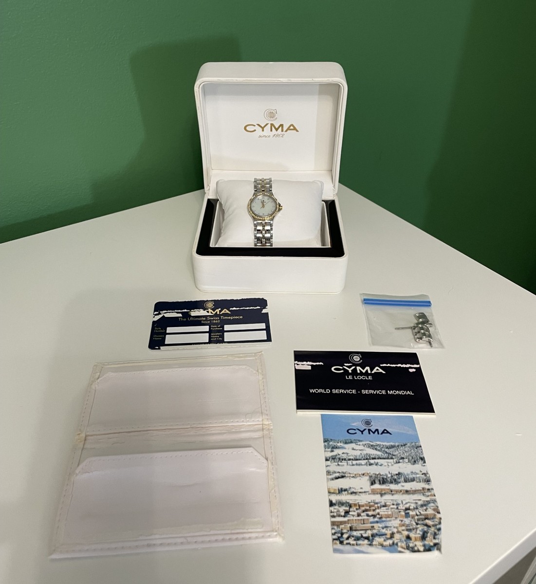 CYMA Watch Women's 18K Gold/Stainless Steel Diamond Bezel, Mother