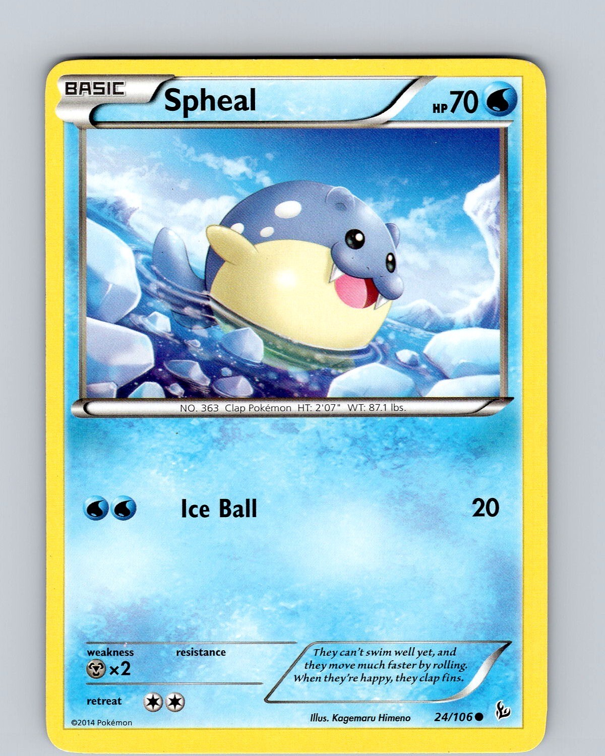 Pokemon TCG Spheal XY Flashfire 24/106 Regular Common Card Played LP
