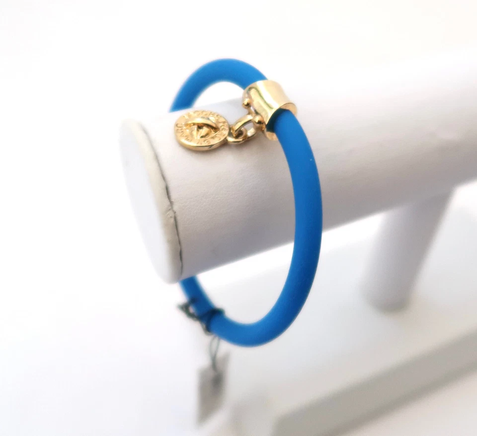 MARC MARC JACOBS tubular rubber bangle bracelet w charm NWT Electric Blue Lemona - Image 2 of 4