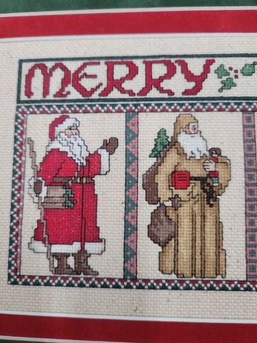 Santa Around the World Needle Point Cross Stitch Completed Framed. - Picture 4 of 6