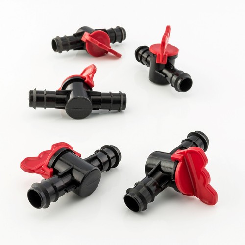 5x Absperrhahn Kugelhahn PE-Rohr Schlauch für Tropfanlage Bewässerung 20x20mm    - Bild 2 von 7