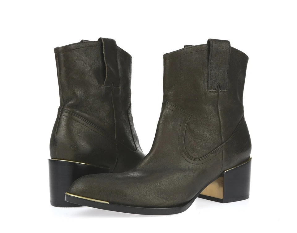 Womens Racheal Zoe Lucil 228635 Gray Pearlized Calfskin Leather Boots Size 6.5 - Image 2 of 4