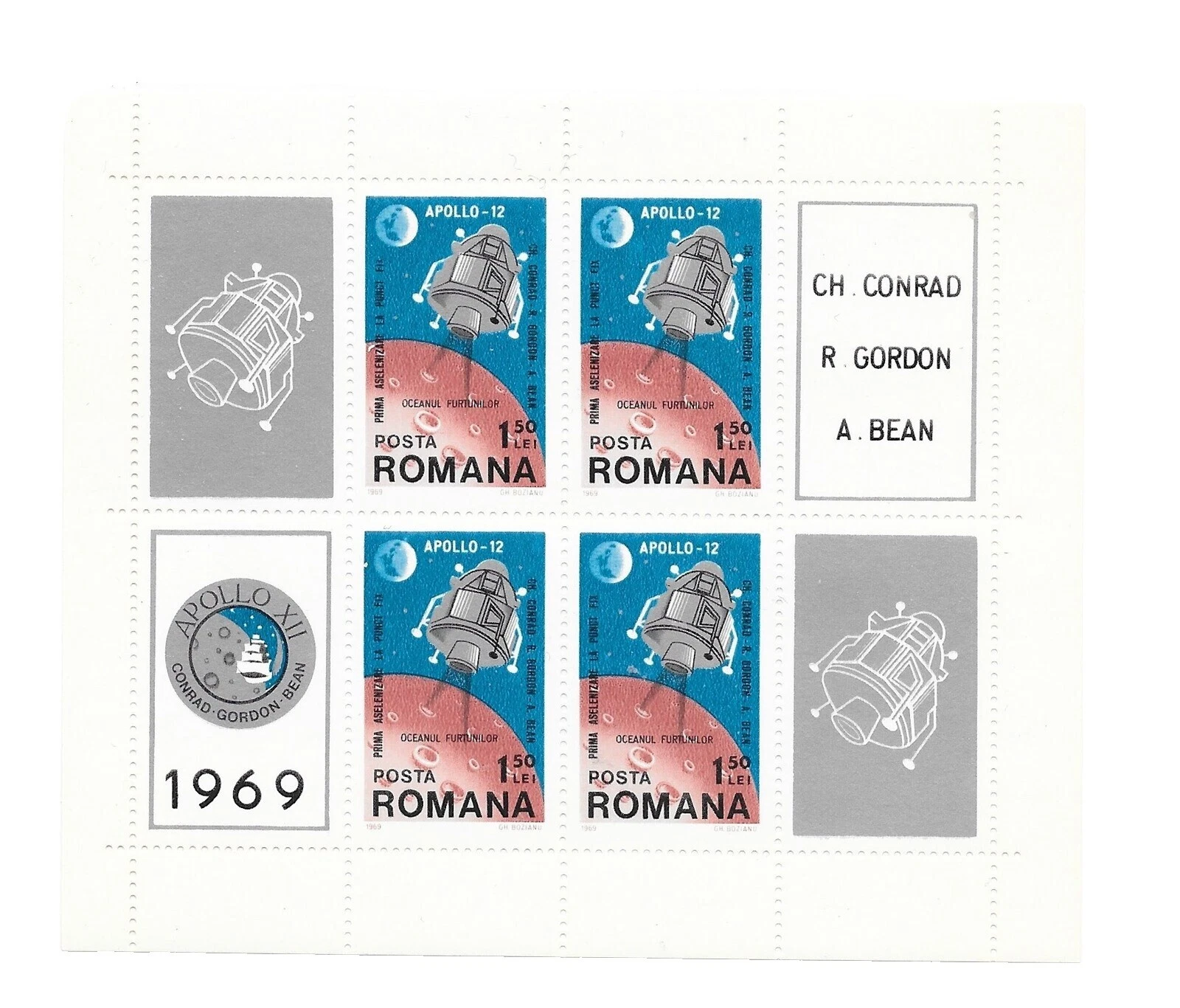 Mint Never Hinged/MNH Space Romanian Stamps