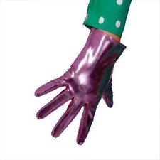 Women's Shine Dusty Pink LATEX SHORT GLOVES Faux Patent Leather 8" 21cm Cosplay