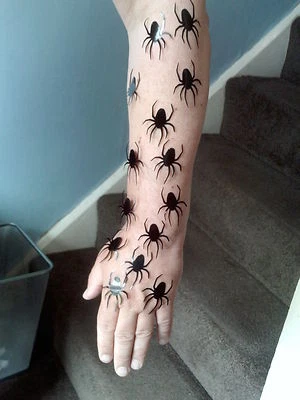 DAZZLE GLITTER TATTOOS 40 x Spider mini stickers gothic scary funny creepy spiders Halloween