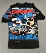 Dale Earnhardt NASCAR Vtg 90s AOP All Over Print The Intimidator Sport T Shirt M