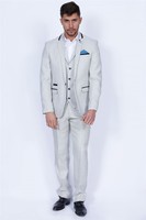 Mens Marc Darcy Designer Cream Beige Tweed Three Piece Summer Wedding Suit Mens Marc Darcy Designer Cream Beige Tweed Three Piece Summer Wedding Suit