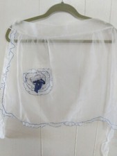 Vintage MCM Sheer White w/ Ruffle Pocket Chiffon Hostess Half Apron 50s Pin-Up
