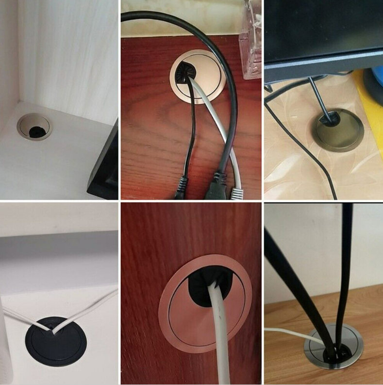 1 X50/60/80mm Computer Metal Grommet Desk Table Cable Tidy Outlet Wire