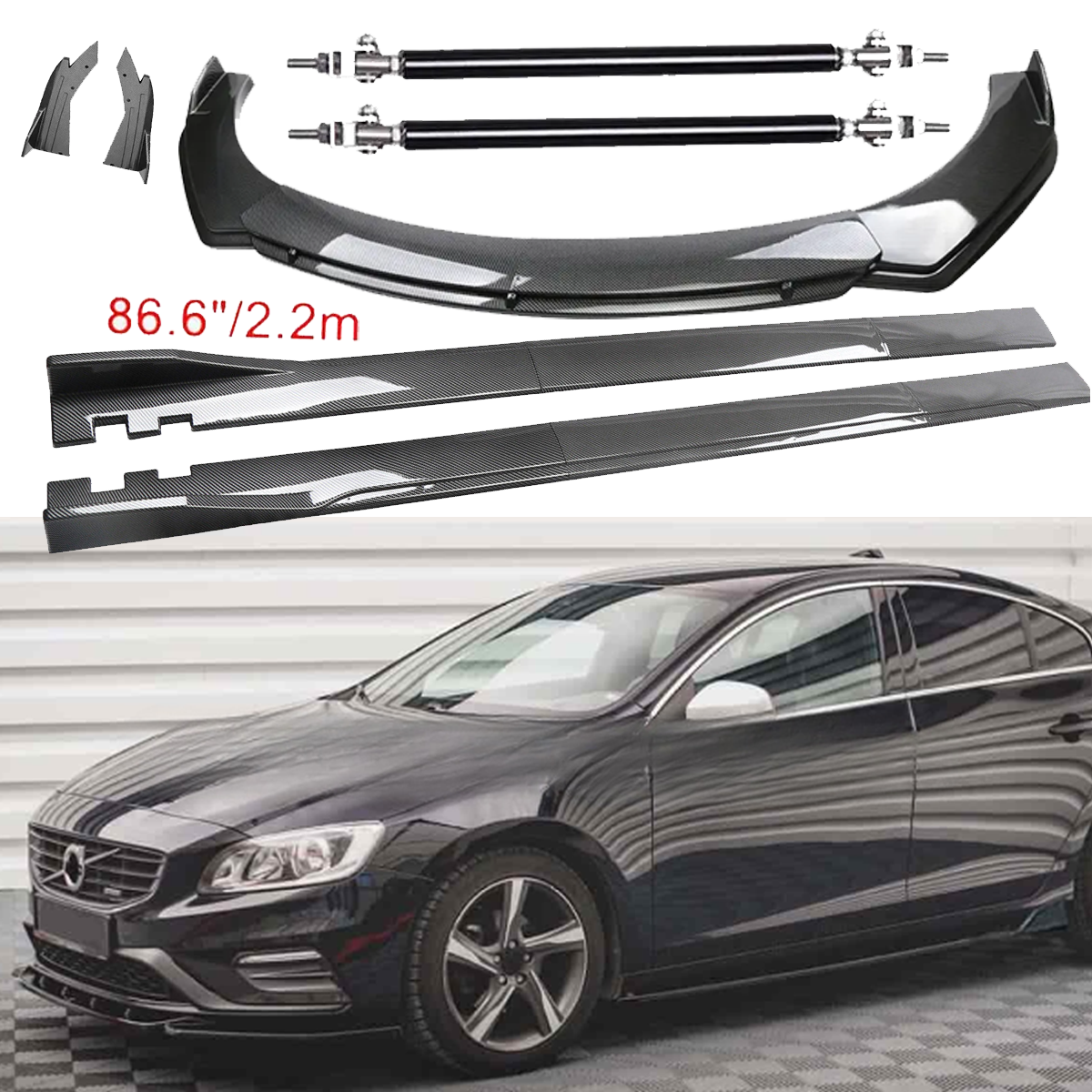 Carbon Fiber Front Bumper Lip Spoiler 86.6