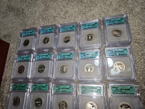 🌟 1999-S to 2008-S State Quarters ICG PR70 DCAM Full Set 50 Coins w/Delaware - Picture 4 of 13