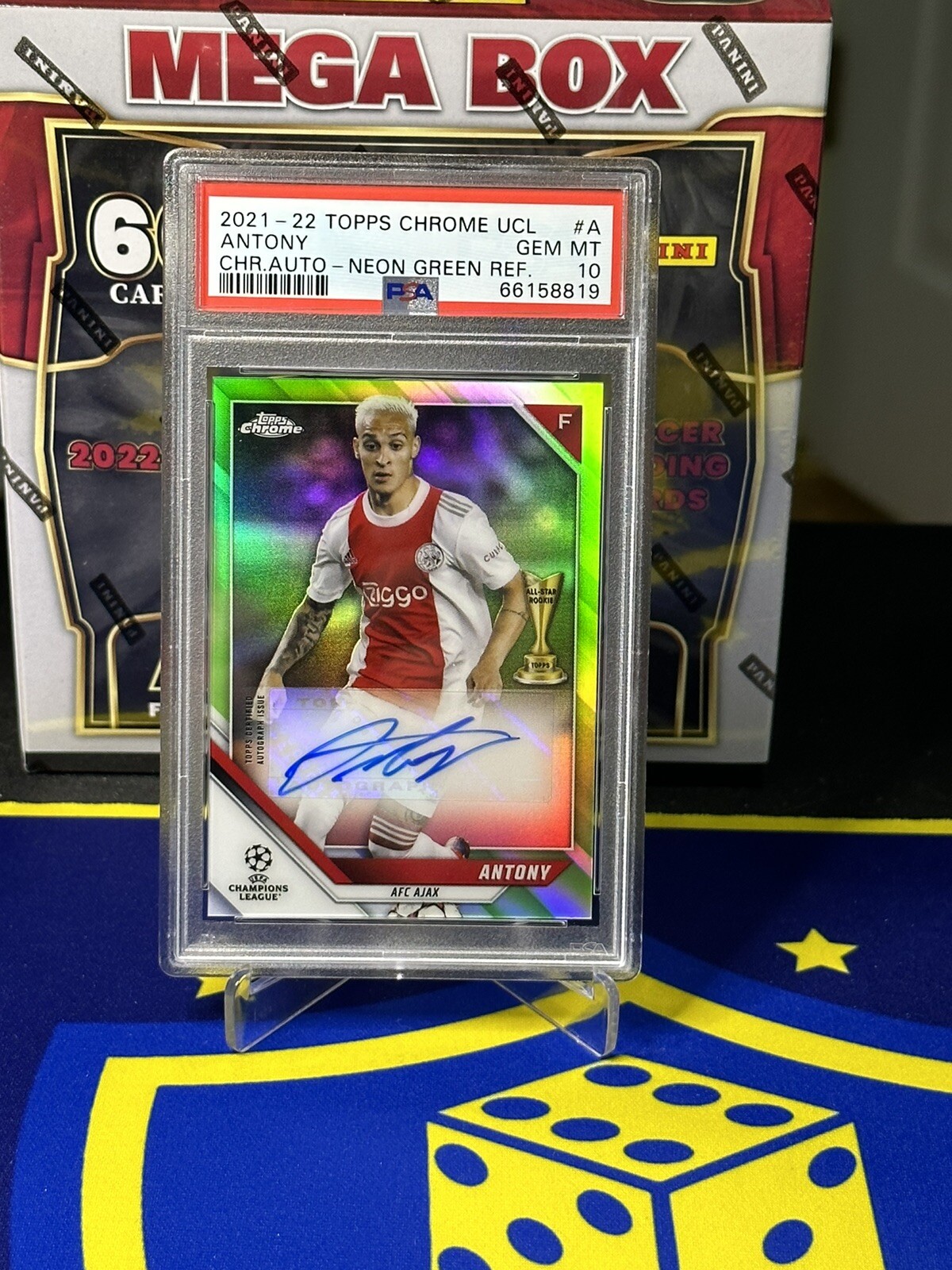 2021-22 topps chrome uefa Antony Neon Green Autograph , 35/99 PSA 10 !!
