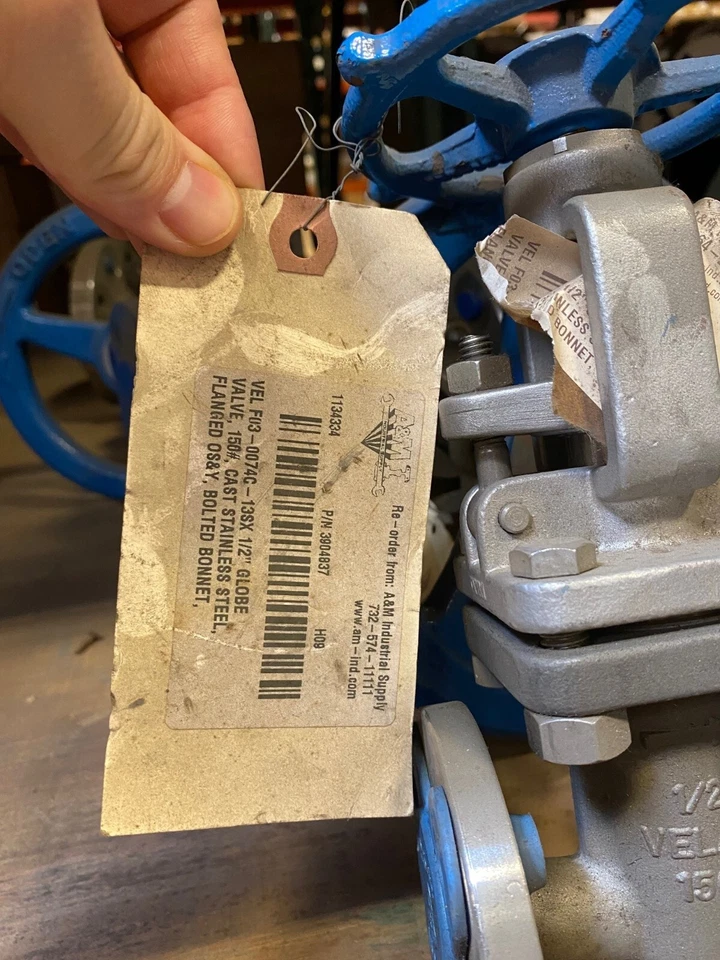 Velan 1/2  Globe Valve, Stainless Steel, Free UPS Shipping - Image 2 of 2