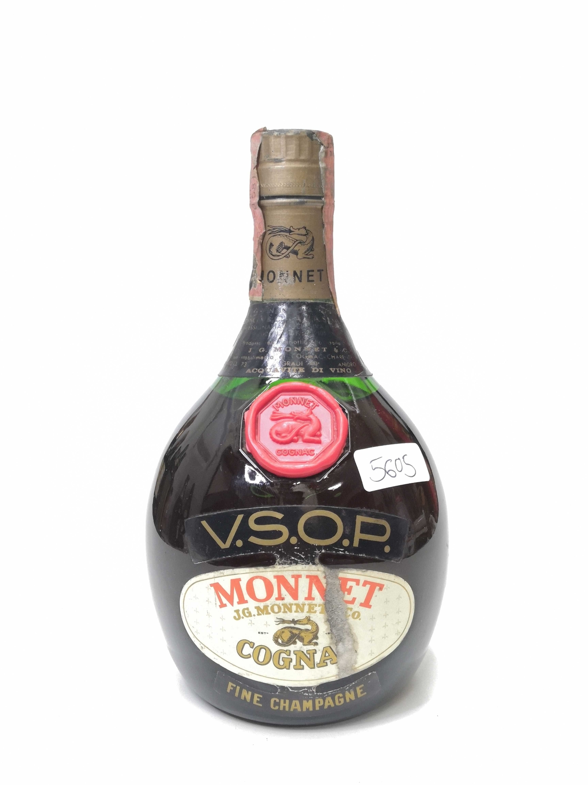 Vintage Bottle - J.G. Monnet Cognac Acquavite di Vino Fine Champagne VSOP 0,73 l