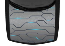 Futuristic Gray Blue Technology Lines Truck Hood Wrap Vinyl Car Graphic Decal 