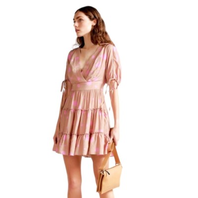 ted baker pastel dress Ted Baker London Dress Women's Size 8 Pink Juleah Floral Print Short Sleeve