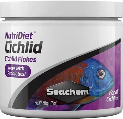 SEACHEM NutriDiet® Cichlid Tropical Fish Food Flakes Probiotics Formula