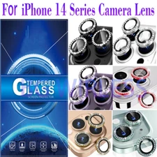  For iPhone 14/14 Pro/14 Pro Max+Diamond Camera Lens Protector Tempered Glass