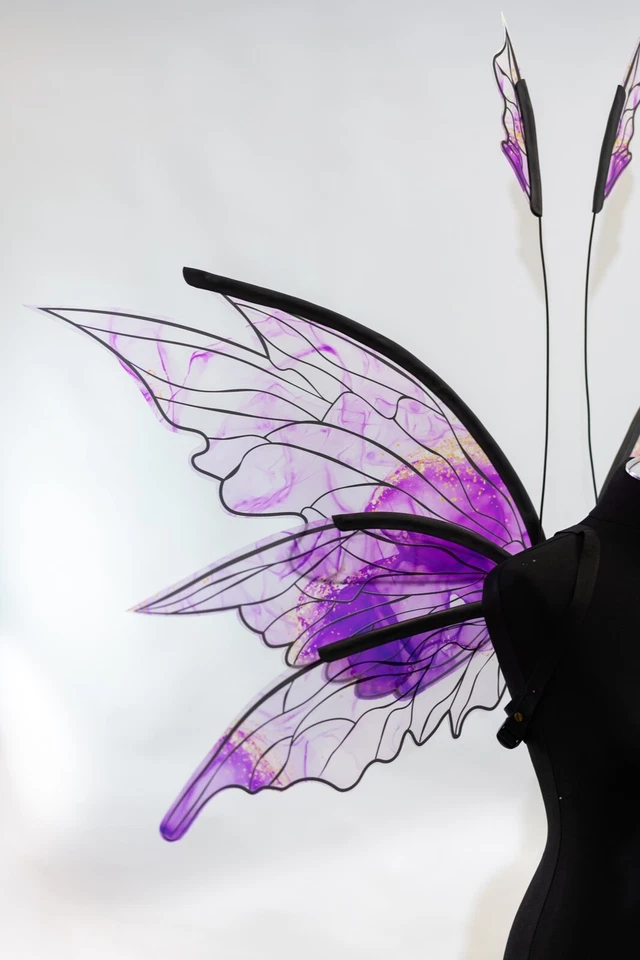 Disfraz de Alas de Hadas Dorado Púrpura Mariposa Adulto Juegos con disfraces Iridiscente Halloween Foto 4 de 4