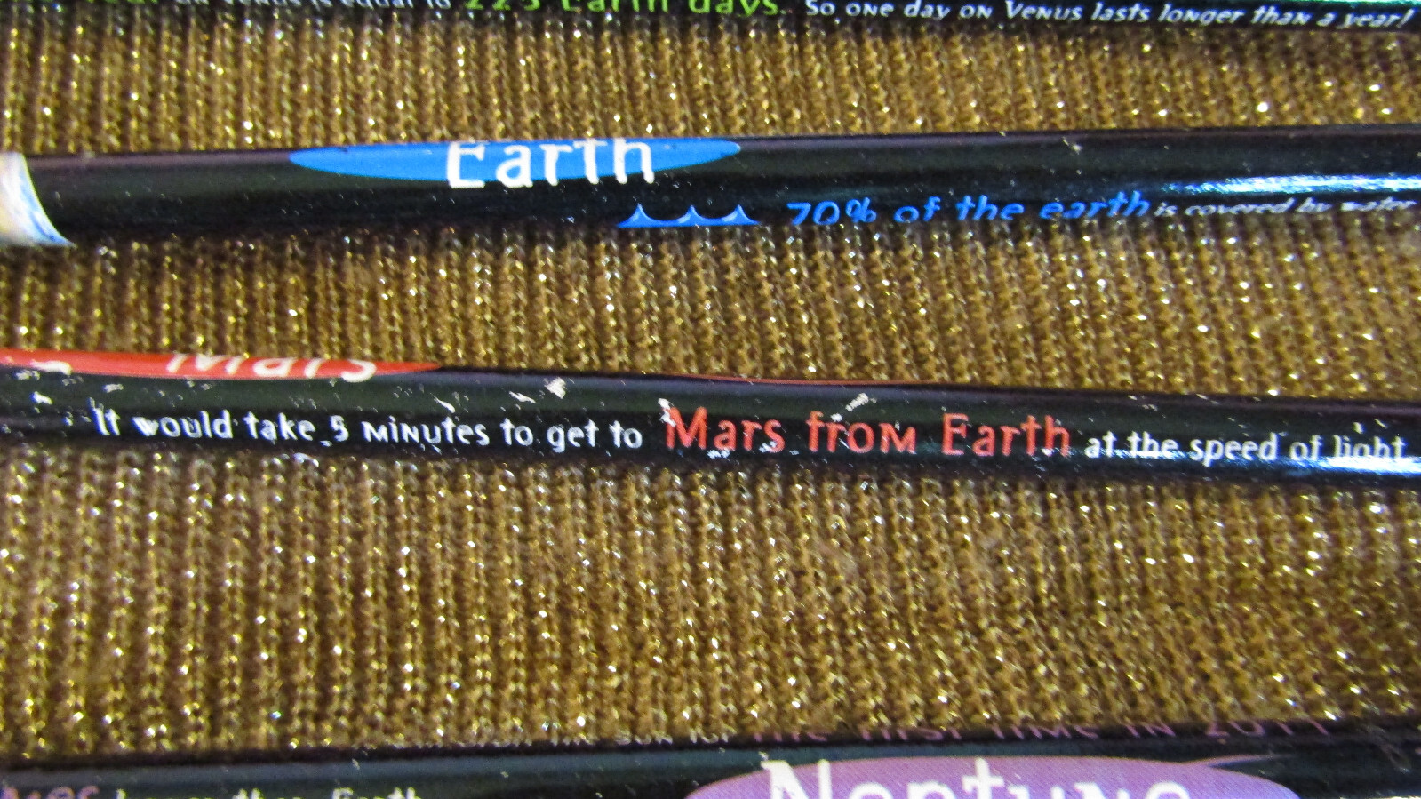 400 ?? Vintg FOOHY Planets Pencils ,WITH Facts About Each Planet Printed On Them