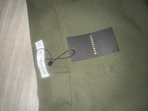WAREHOUSE WOMENS GREEN KHAKI WIDE LEG CULOTTE TROUSERS UK SIZE 10 BNWT - Picture 14 of 17