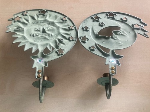 2x Partylite Kerzenhalter Vintage 1994 Sonne + Mond für Stabkerzen selten - Bild 7 von 10