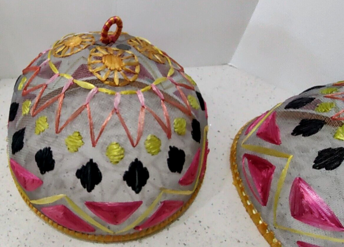 Lot of 3 Vintage Mesh Food Dome Picnic Screen Covers