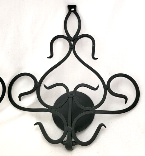 Vintage Set of 2 Decorative Wrought Iron Wall Sconce 12" H - 10.25" W - 3.5" D - Picture 7 of 7