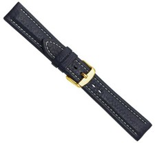 Bio Cuir Bracelet de Montre Cuir de Veau Bleu Foncé 20536G