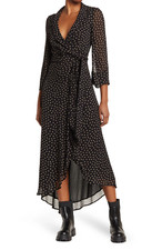 Ganni Georgette Maxi Dress Size (36 EU) US 4 Polka Dot Long Sleeves