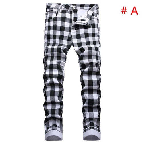 Moda Para hombres Jeans Elastizados Calce Ajustado Pantalones Informales Largos Estampados Denim Pantalones - Imagen 4 de 38