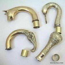 Vintage Style Brass Designer Knob Head Handle Cane Walking Stick HANDLE LOT 4 PI