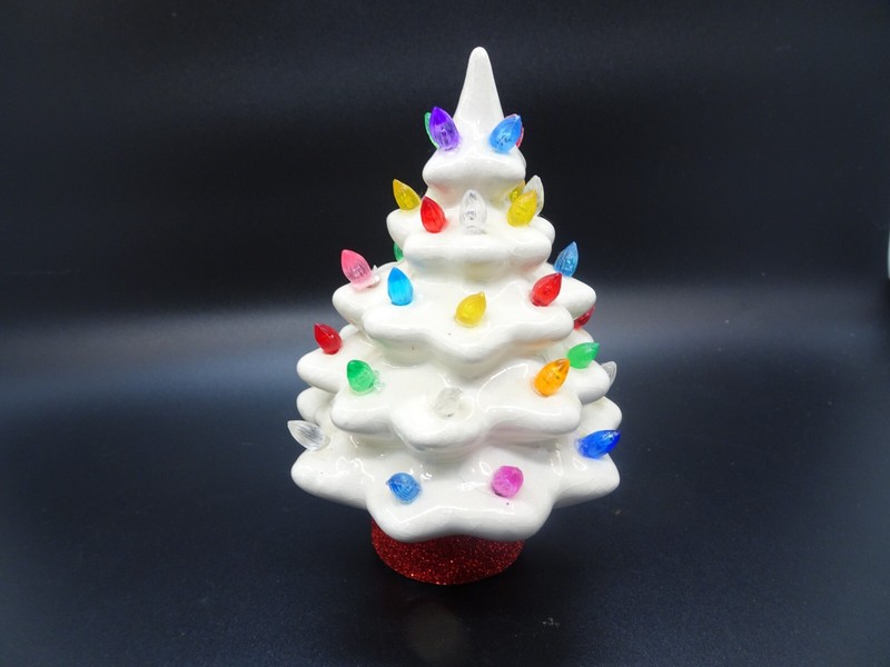 Small Ceramic Christmas Tree White Glaze 3.75"--0923