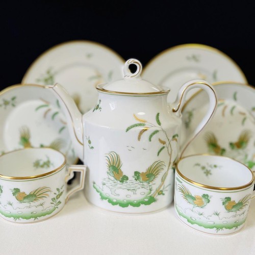 Richard Ginori Green Cock Tea Cup Saucer teapot Plate set Gift Restaurant Japan - Picture 17 of 24