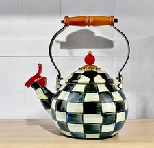 MacKenzie-Childs Courtly Check Tea Kettle Whistling 2 qt. New No Box