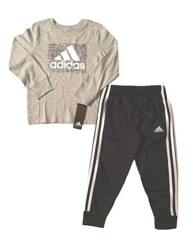 NWT ADIDAS Boys Long Sleeve Hooded or Crewneck Top with Joggers Set; Size 4-8 - Picture 5 of 7