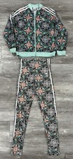 ADIDAS Jungle Tropical Parrot Zebra Print Track Jacket Pants Set Girl L 13-14Y