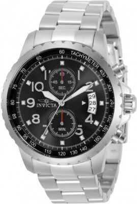 Herrenuhr Invicta Chronograph Specialty Zifferblatt Schwarz Etui 45mm Dater