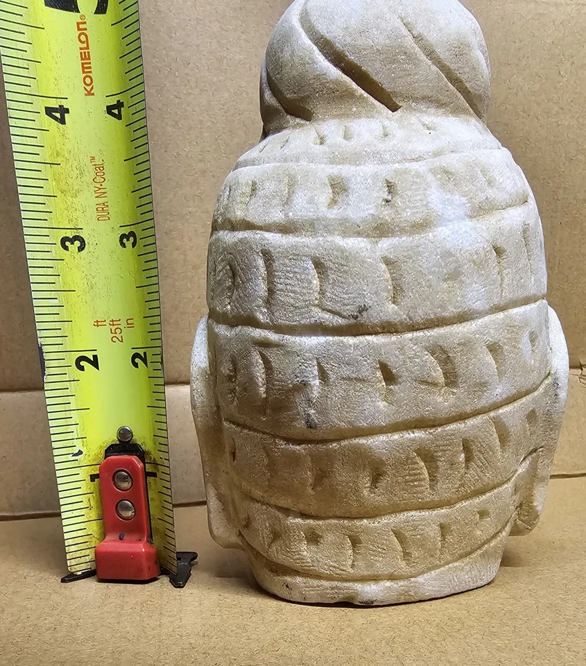 RARO BUSTO DE PIEDRA BUDA MÁRMOL BLANCO SM HND CRVD FINALES DEL SIGLO XVIII-PRINCIPIOS DEL XIX Foto 3 de 4