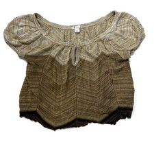 Xhilaration Knit Top Womens Medium Brown USA Made Cap Sleeve Boat Neck Shirt