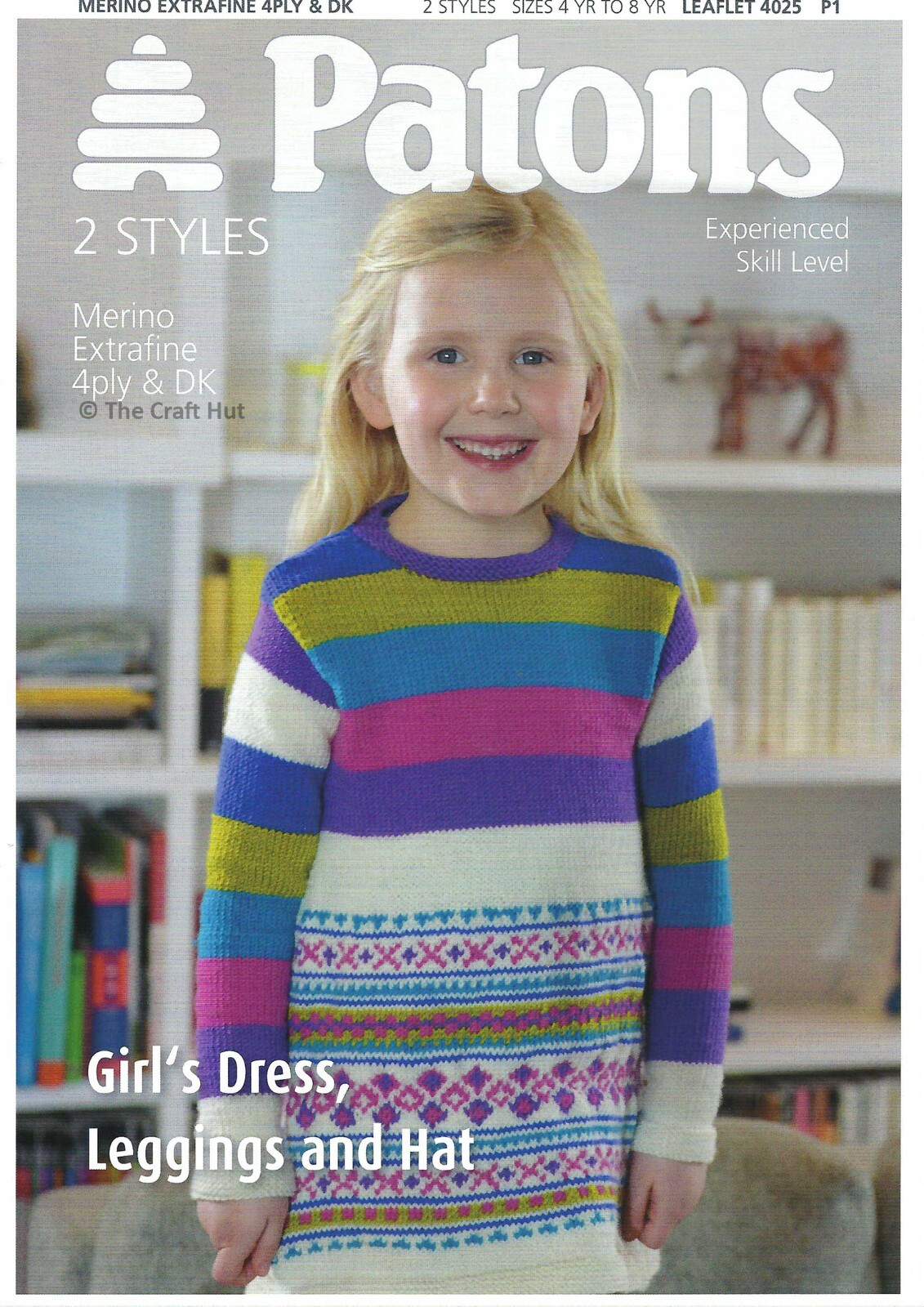 Hand Knitting PATTERN ONLY Patons Childs Girl's Dress Leggings and Hat 4025 New