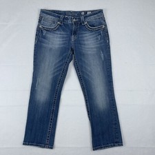 Miss Me Jeans Women's Sz. 30 Blue Cropped JE5100C7 Embellished Distressed