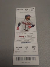 Wash Nationals vs Atlanta Braves (6-11-2020) Baseball Ticket Never Played COVID