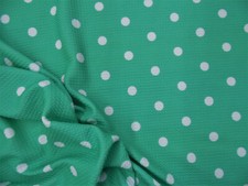 Bullet Printed Liverpool Textured Fabric Stretch Mint Small White Polka Dot S44