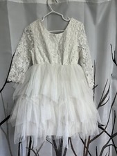 Girls 5/6 White Flower Girl Or Formal Dress