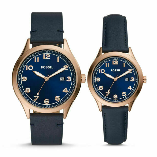 Navy Leather Watch Box Set 